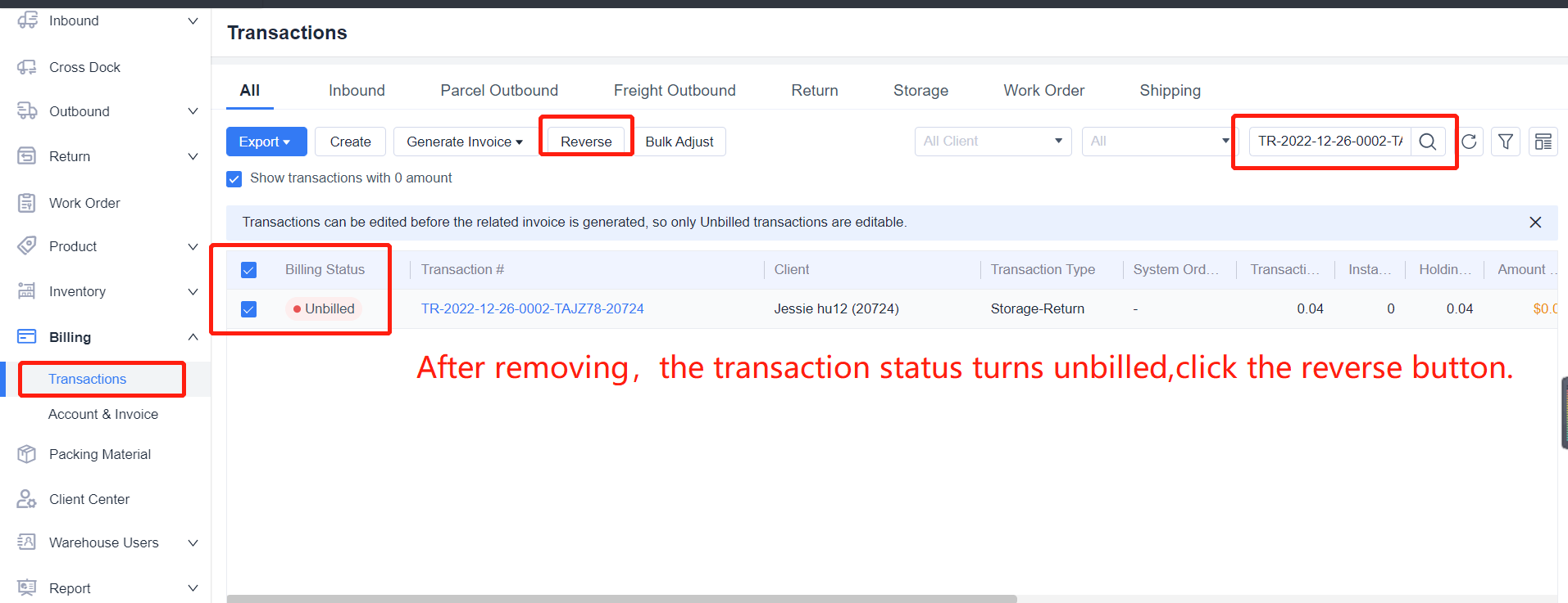 How to delete a piece of transaction cost from a bill? – ShipOut ...